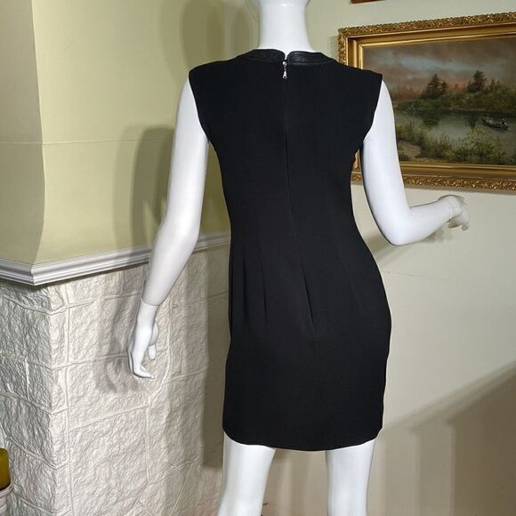 John Richmond Silk & Leather LBD Little Black Mini Dress - Picture 7 of 16